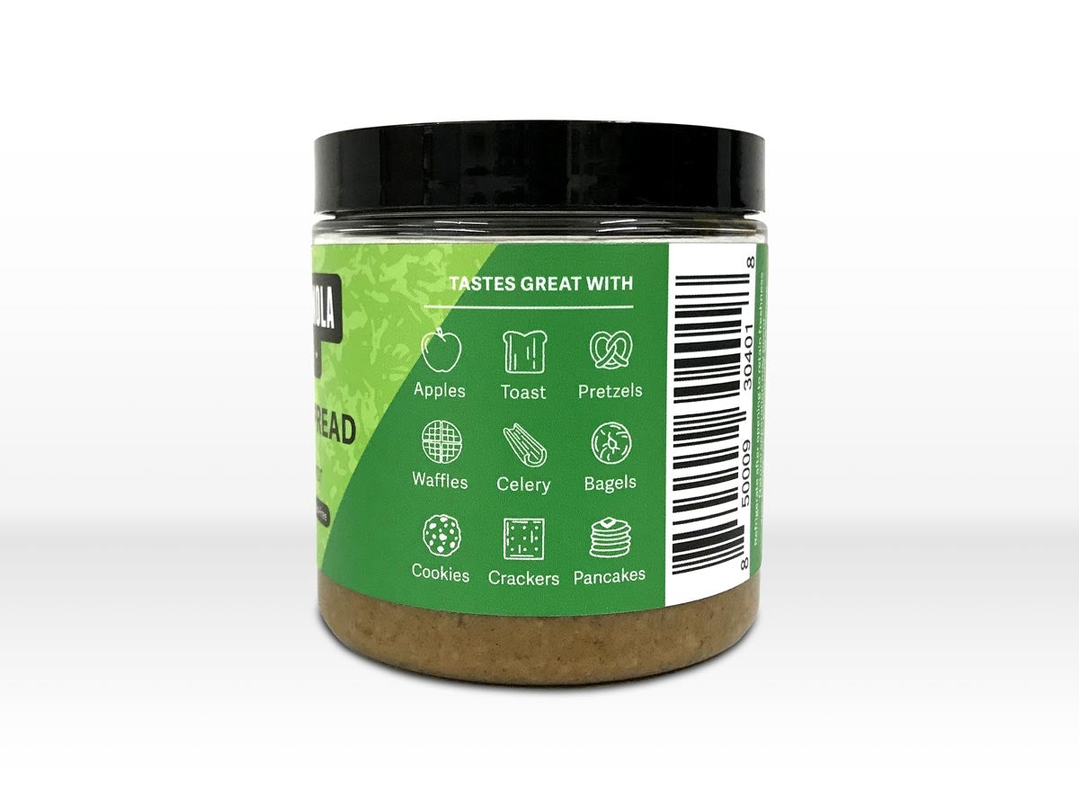 Illustrations on a jar of vegan, gluten-free and non-GMO Original flavor Granola Spread.