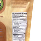 Nutrition Facts on the back of a bag of vegan, gluten-free and non-GMO granola baked with fresh-ground arabica coffee beans.